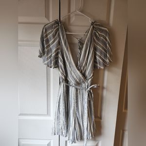 francescas Blue White Black Stripe Romper NWT